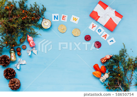Christmas background Christmas decorations gifts new year postcard 58650754