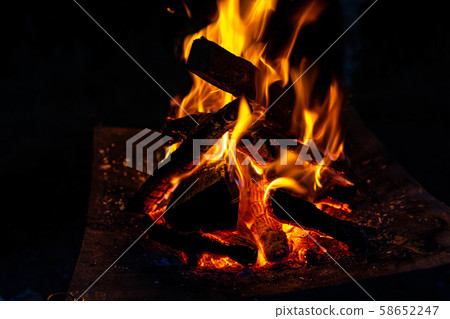 Camping material Bonfire burning fire 58652247