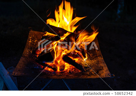 Camping material Bonfire burning fire 58652342