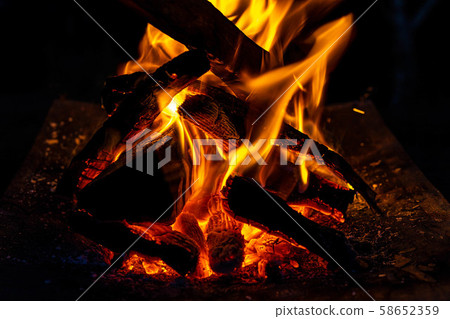 Camping material Bonfire burning fire 58652359