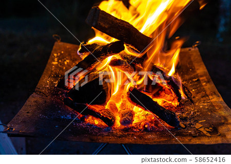 Camping material Bonfire burning fire 58652416