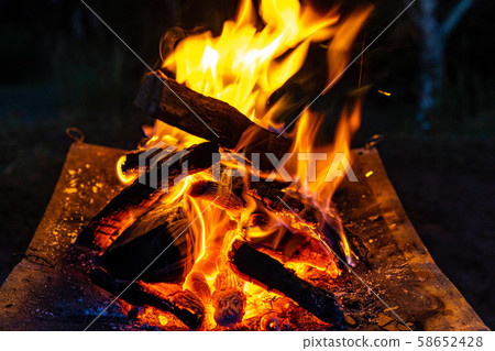 Camping material Bonfire burning fire 58652428