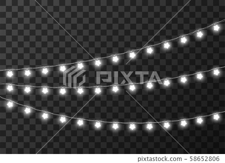 Christmas lights isolated on transparent background, vector illustration 58652806