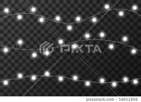 Christmas lights isolated on transparent background, vector illustration Christmas lights isolated on transparent background, vector illustration 58652808