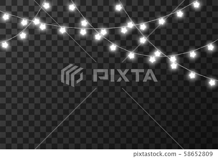 Christmas lights isolated on transparent background, vector illustration Christmas lights isolated on transparent background, vector illustration 58652809