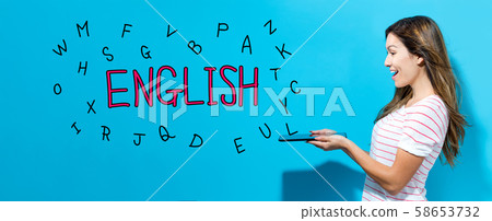 Learning English theme with woman using a tablet 58653732
