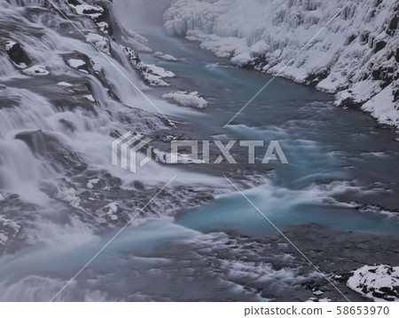 The watercourse of the Gullfoss waterfall The watercourse of the Gullfoss waterfall 58653970