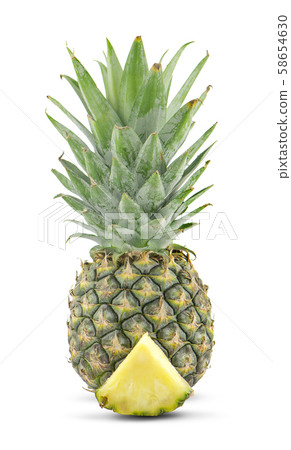 Fresh whole and cut pineapple isolated on white background Fresh whole and cut pineapple isolated on white background 58654630
