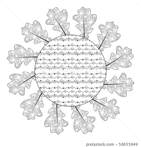 Zentangle autumn leaf for adult antistress coloring book on a white background. Zen art vector Zentangle autumn leaf for adult antistress coloring book on a white background. Zen art vector 58655849