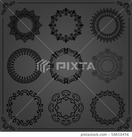 Vintage Set of Round Elements - Stock Illustration [58658456] - PIXTA