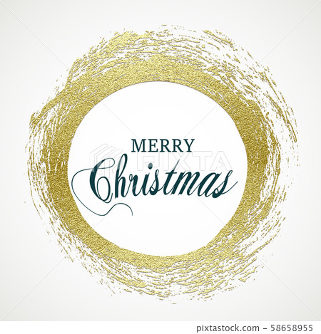 Merry Christmas gold glittering lettering design. - Stock Illustration ...