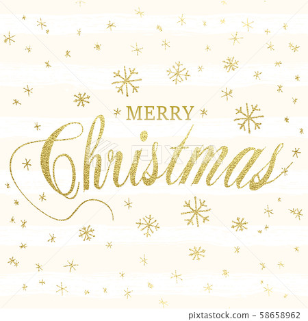 Merry Christmas gold glittering lettering design. - Stock Illustration ...