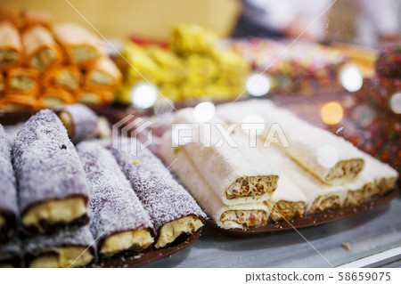 Eastern sweets, confectionery on the counter, 58659075