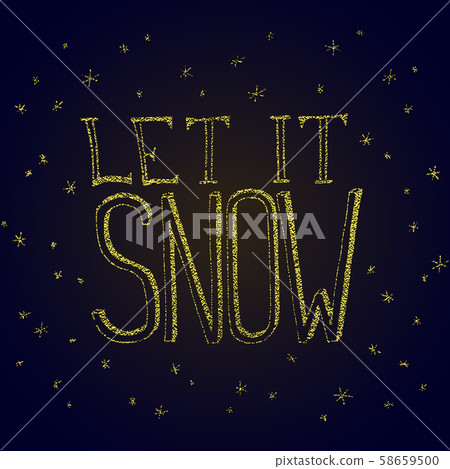 Let it snow. Christmas retro poster with hand Let it snow. Christmas retro poster with hand 58659500
