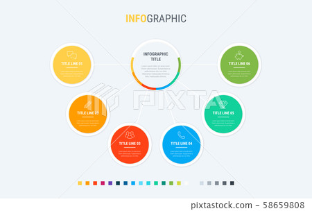Timeline infographic design vector. 6 options, circle workflow layout. Vector infographic Timeline infographic design vector. 6 options, circle workflow layout. Vector infographic 58659808