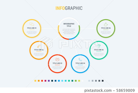 Timeline infographic design vector. 6 options, circle workflow layout. Vector infographic timeline Timeline infographic design vector. 6 options, circle workflow layout. Vector infographic timeline 58659809