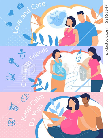 Happy Childbirth Preparations Vector Banners Set Happy Childbirth Preparations Vector Banners Set 58659947