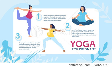 Yoga Exercises for Pregnant Flat Vector Banner Yoga Exercises for Pregnant Flat Vector Banner 58659948