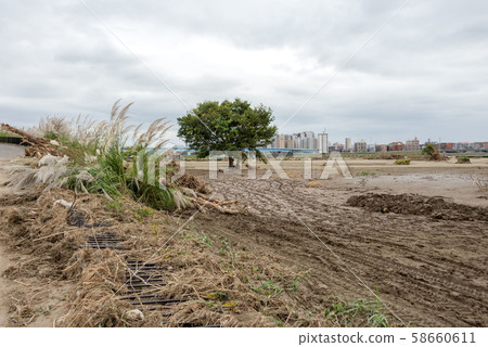 Tama River Typhoon Damage 58660611