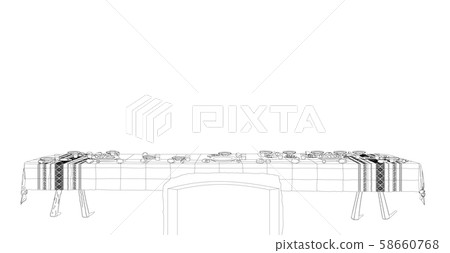 Last Supper Line table and food 58660768