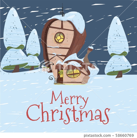 Santa Claus Fantastic House with Fir Tree Branches 58660769