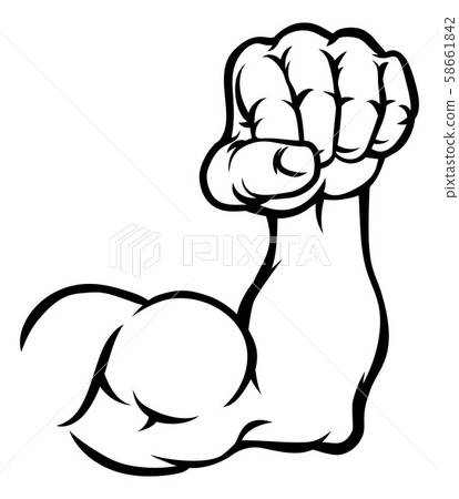 Muscular Cartoon Arm Bicep Muscle And Fist Muscular Cartoon Arm Bicep Muscle And Fist 58661842