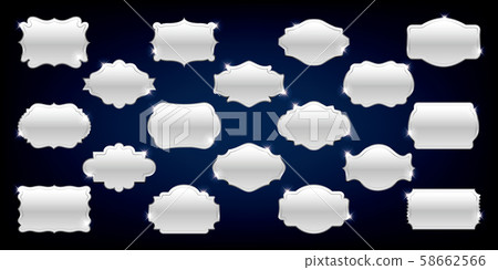 Retro silver metal badge labels set vector illustration Retro silver metal badge labels set vector illustration 58662566