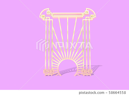 Art deco or modern abstract golden gate with vintage 1920 style. 3D illustration Art deco or modern abstract golden gate with vintage 1920 style. 3D illustration 58664558