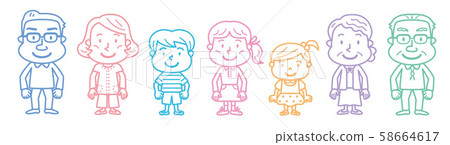 Three generations family outline illustration Three generations family outline illustration 58664617