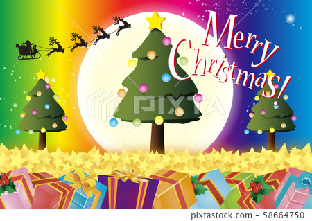 Illustration background material, merry christmas party, present, decoration, free, rainbow, rainbow color, gift Illustration background material, merry christmas party, present, decoration, free, rainbow, rainbow color, gift 58664750