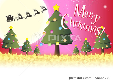 Vector illustration, christmas card, christmas tree, fir tree, fun party, decoration, free material, red Vector illustration, christmas card, christmas tree, fir tree, fun party, decoration, free material, red 58664770