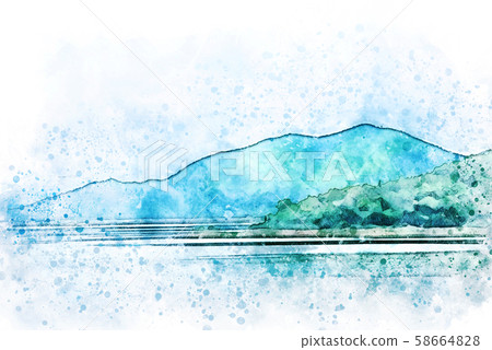 Abstract colorful shape on mountain peak and tree landscape on watercolor illustration painting background. Abstract colorful shape on mountain peak and tree landscape on watercolor illustration painting background. 58664828