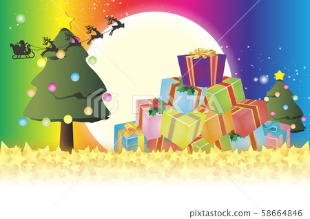 Illustration background material, merry christmas party, present, decoration, free, rainbow, rainbow color, gift Illustration background material, merry christmas party, present, decoration, free, rainbow, rainbow color, gift 58664846