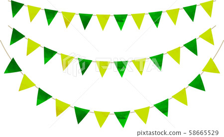 Flag_Triangle_Garland_Watercolor_Yellow... - Stock Illustration ...