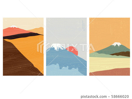 Fuji mountain background with Japanese template vector. Famous sightseeing in Japan. Landscape pattern. Fuji mountain background with Japanese template vector. Famous sightseeing in Japan. Landscape pattern. 58666020