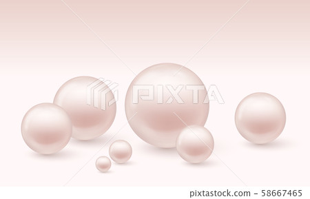 Set of pink pearls with reflection and shadow Set of pink pearls with reflection and shadow 58667465
