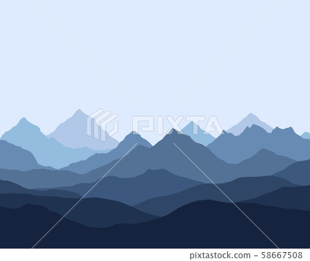 panoramic view of the mountain landscape with fog 58667508