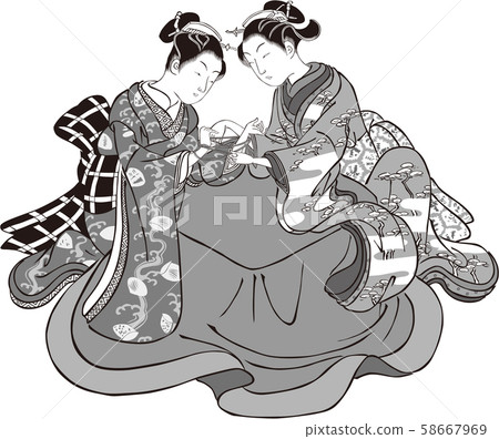 Ukiyoe Female 51 Black and White Ukiyoe Female 51 Black and White 58667969