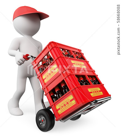 3D white people. Man carrying beer crates 3D white people. Man carrying beer crates 58668088