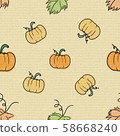 Hand drawn pumpkin seamless pattern on orange 58668240