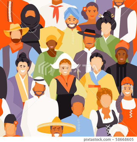 Nationalities people seamless pattern vector 58668605