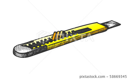 Stationery Knife Cutter Equipment Color Vector Stationery Knife Cutter Equipment Color Vector 58669345