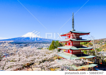 Scenery of Niikurayama Asama Park (Spring) Scenery of Niikurayama Asama Park (Spring) 58669347