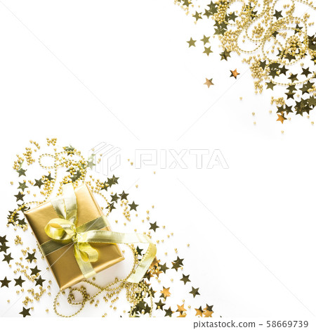 Christmas square frame with luxury golden gift 58669739