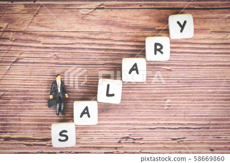 Payroll and salaries ladder increase growth money 58669860
