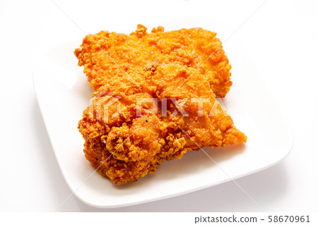 Fried chicken. (White plate, white background) Fried chicken. (White plate, white background) 58670961
