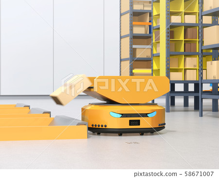排序到配送中心的AMR自主協作機器人的概念圖 排序到配送中心的AMR自主協作機器人的概念圖 58671007