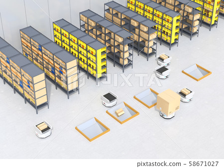 承載和分類產品貨架的AMR自主協作機器人的概念圖 58671027