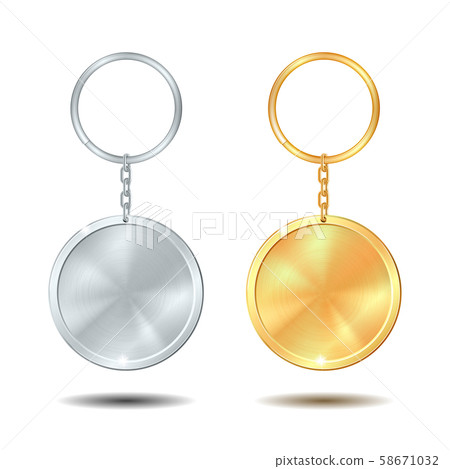 Template Metal Keychains Set Golden and Silver Circle Template Metal Keychains Set Golden and Silver Circle 58671032