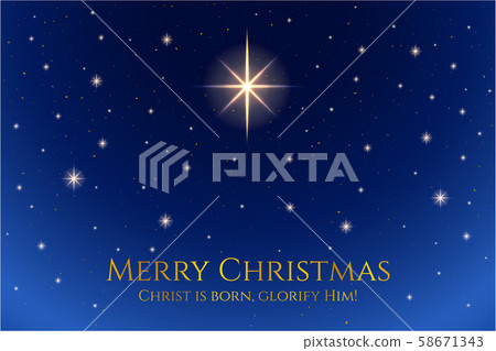 Christmas holiday background. Night sky with Christmas star and starry sky. Holy night vector illustration Christmas holiday background. Night sky with Christmas star and starry sky. Holy night vector illustration 58671343
